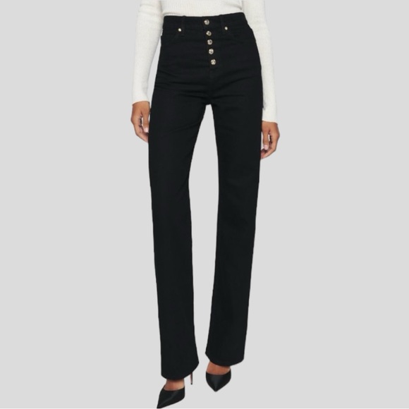 Reformation Denim - Reformation Wilder High Rise Wide Leg Jeans in Rhinestone Black Size 31